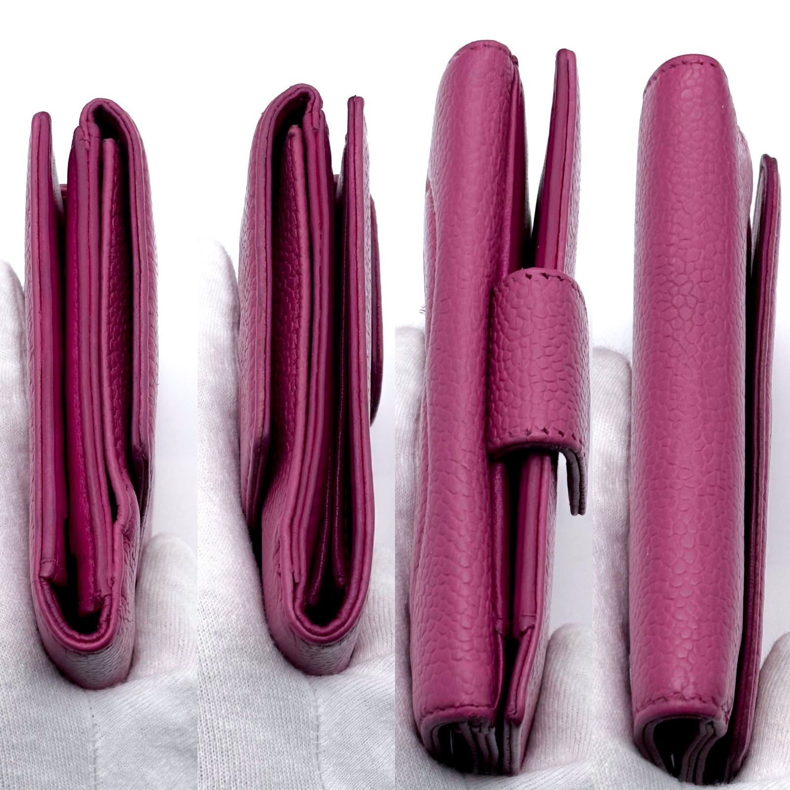 【美品✨】シャネル 財布 デカココ Wホック 二つ折 付属有 BL CHANEL シャネル キャビアスキン Wホック 二つ折り 財布 ココマーク