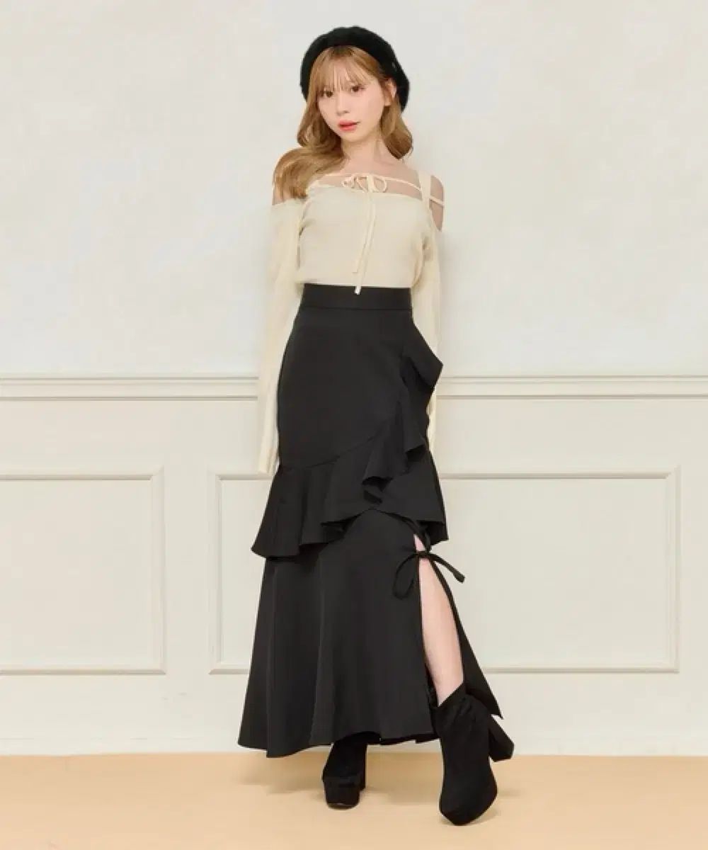 apres jour レースアップ リボン スカート ブラック スナ系 量産型 地雷系
