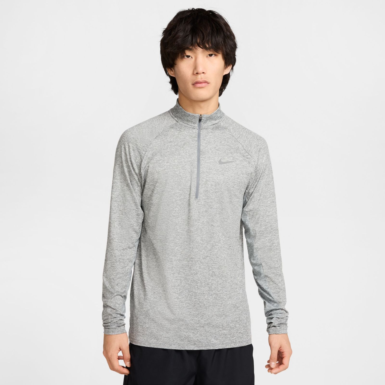 NIKE ナイキ メンズ Dri-FIT 1 4ジップ ランニングトップ 長袖 ハーフジップ 通気 速乾 リフレクト 再帰反射 UVA UVB保護 HV2181 084 グレー