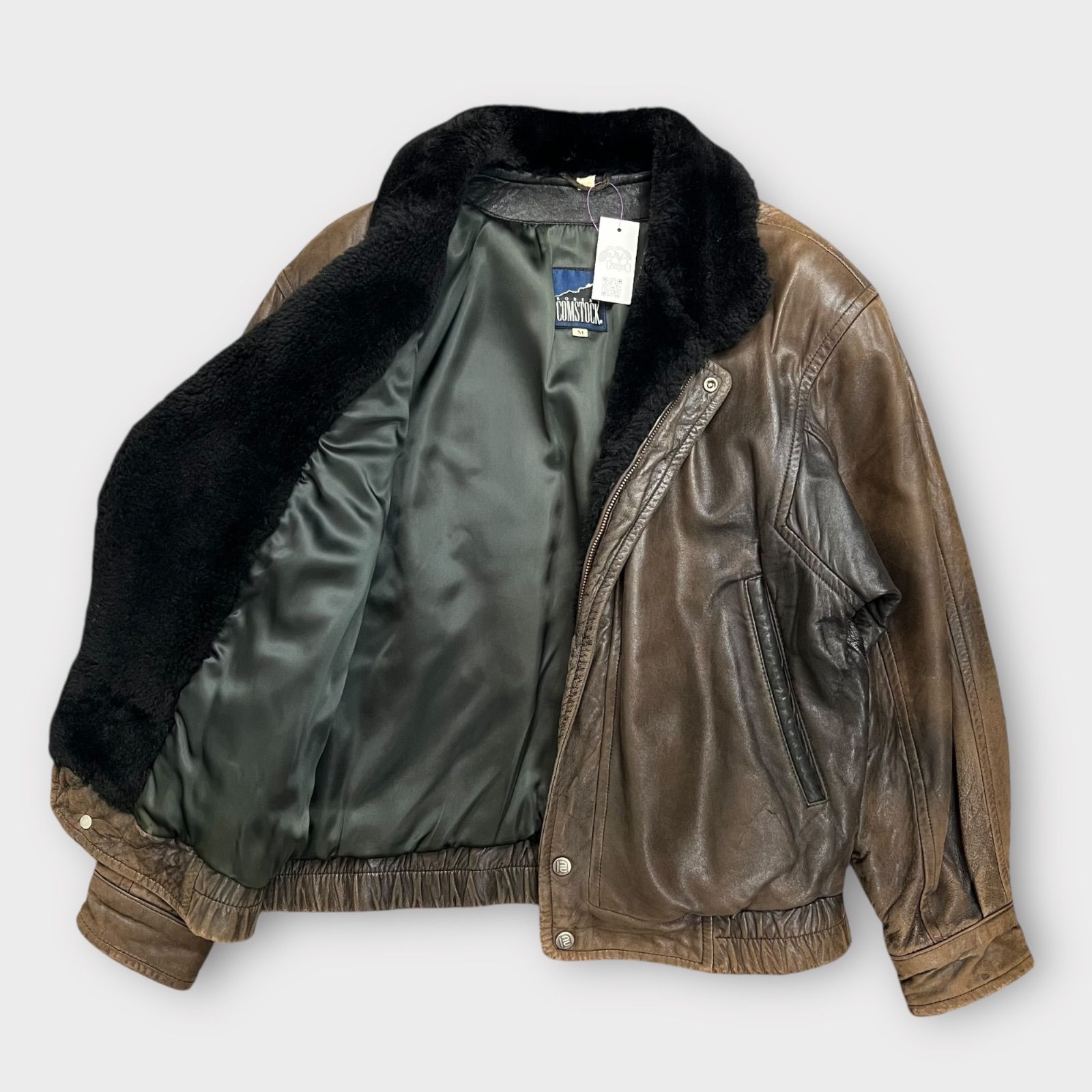 ヴィンテージ　ROBERT COMSTOCK レザーブルゾン　襟ボア　本革　M ヴィンテージ ROBERT COMSTOCK レザーブルゾン 襟ボア 本革 M