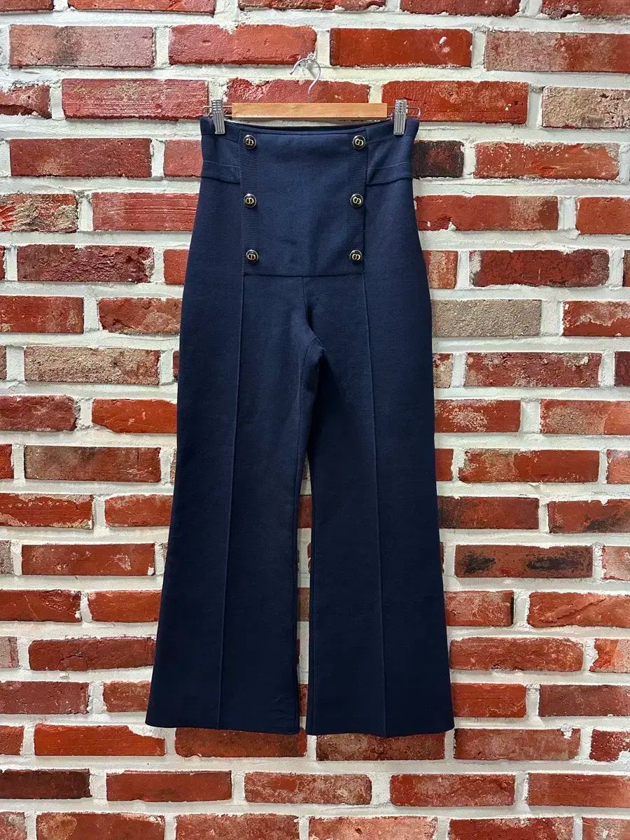 36 ディオール 21SS ハイウエスト ブーツカット パンツ ネイビー