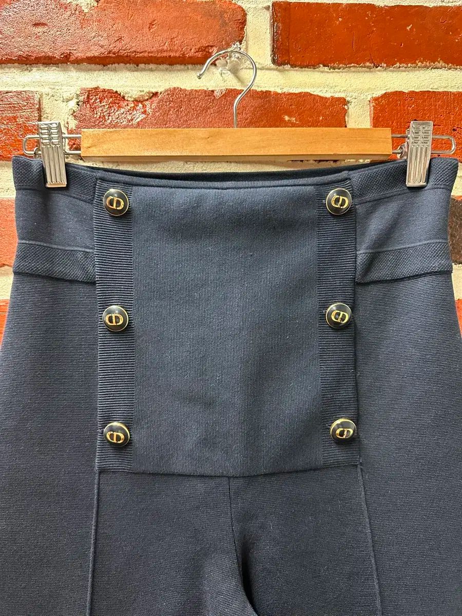 36 ディオール 21SS ハイウエスト ブーツカット パンツ ネイビー