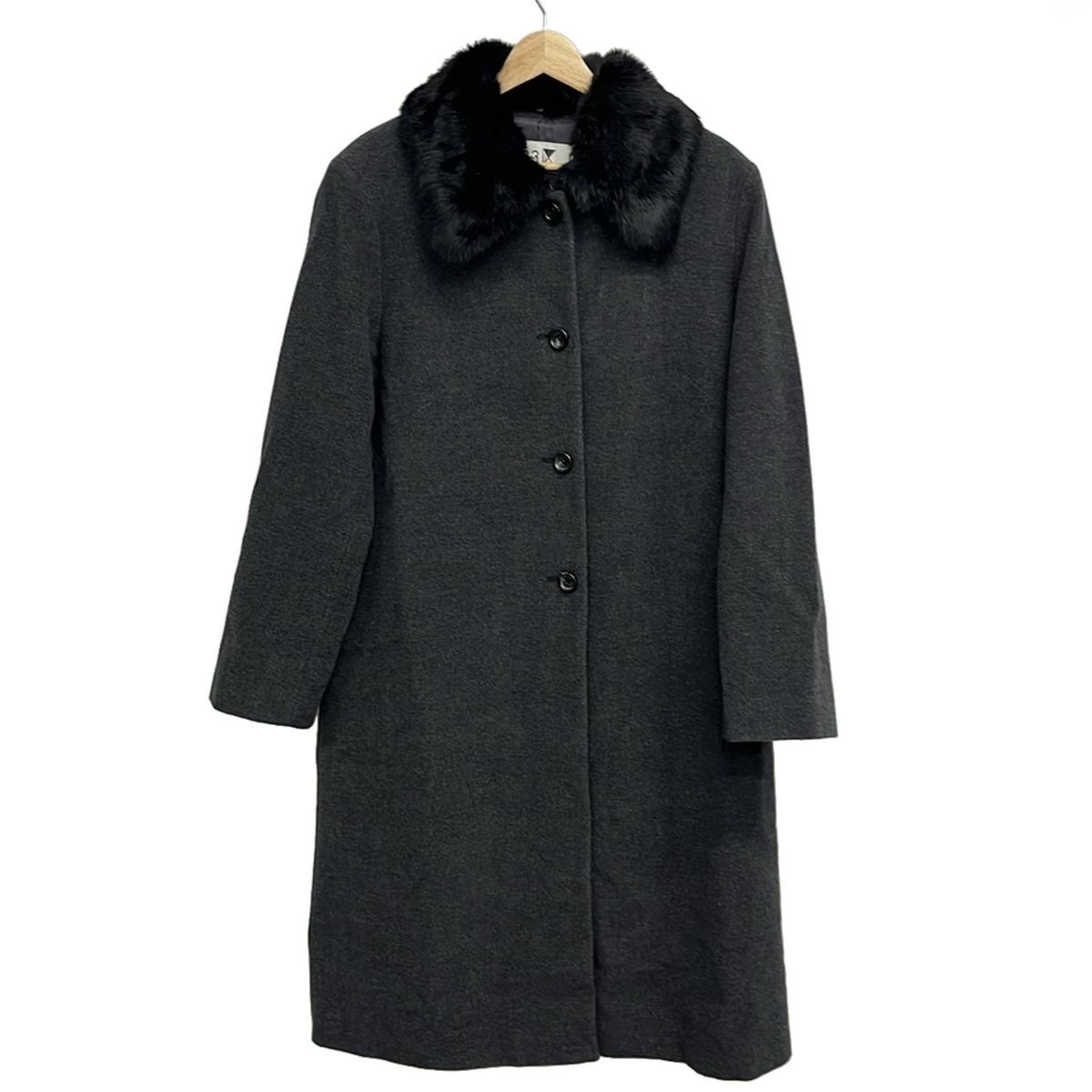23区 ニジュウサンク コート サイズ48 XL レディース ダークグレー ファー取外し可 冬物