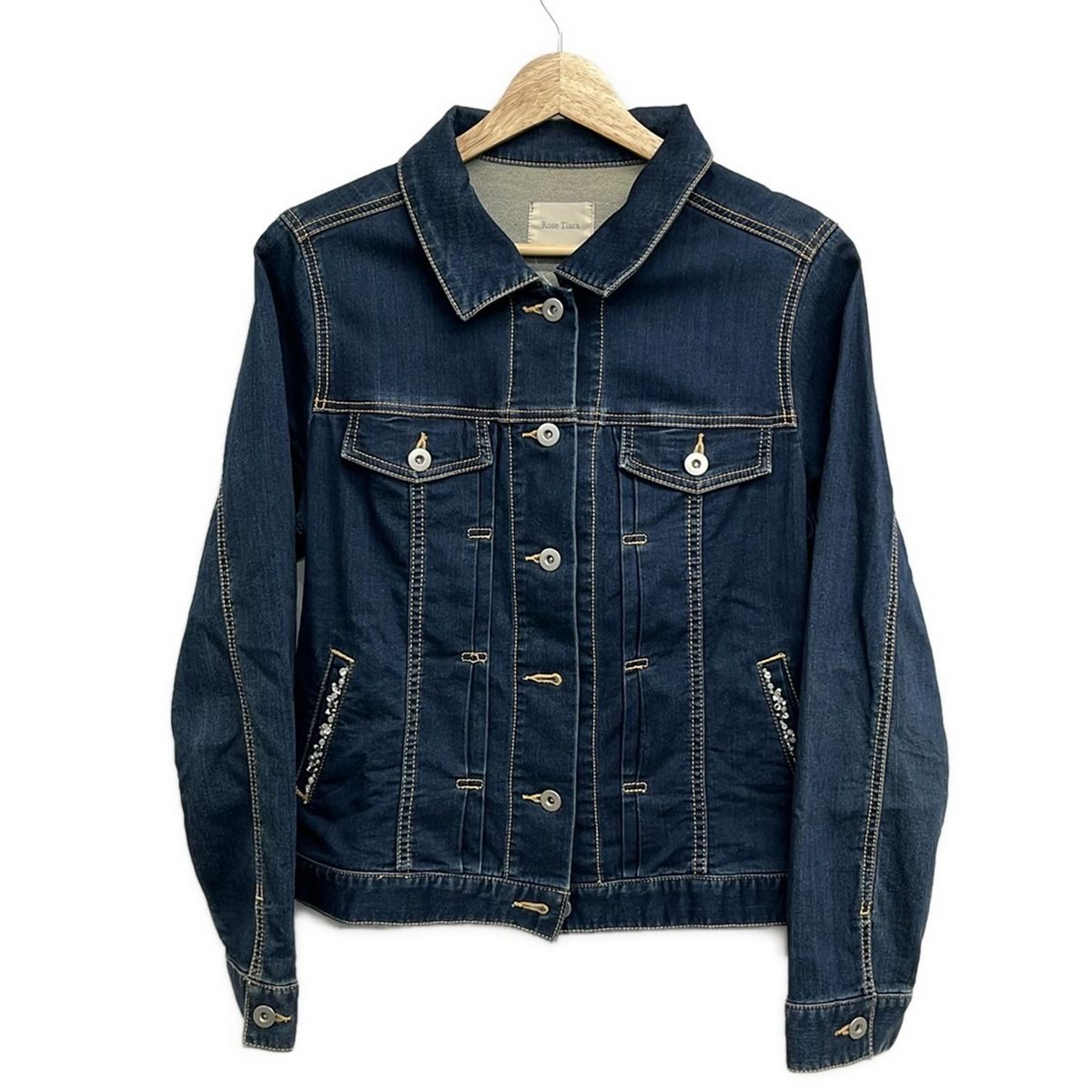 Rose Tiara ローズティアラ Gジャン サイズ42 L レディース ネイビー ビジュー