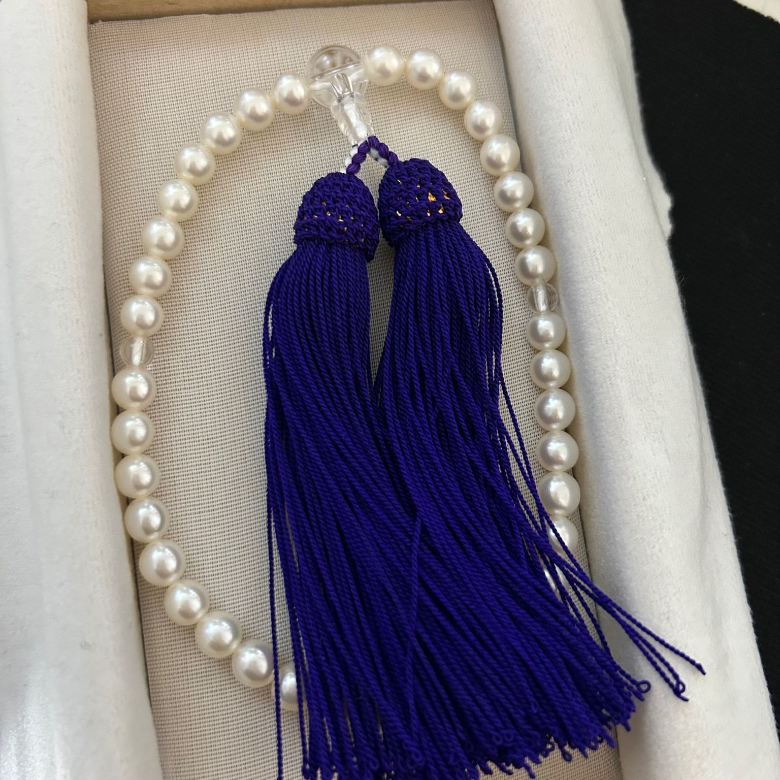 TASAKI 田崎真珠 本真珠 念珠 数珠 白パール 約5mm 玉房付き 桐箱 あり 1115004