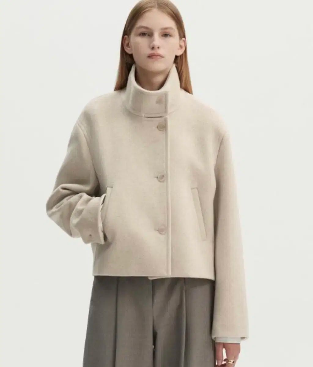 몽돌 ウール ハイネック コート オートミール