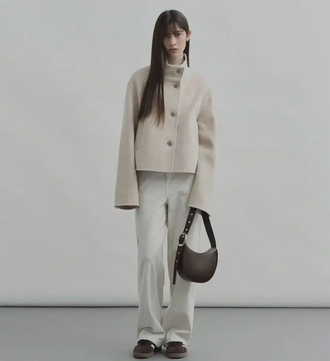 몽돌 ウール ハイネック コート オートミール