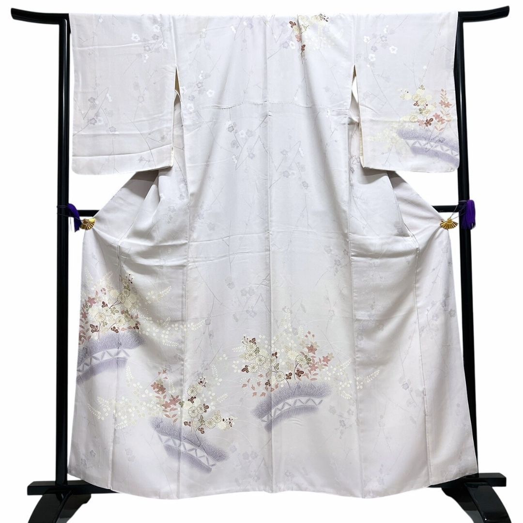 未着用 紋無し 色無地 紗綾形地紋 花地紋 着物 114 b p ms