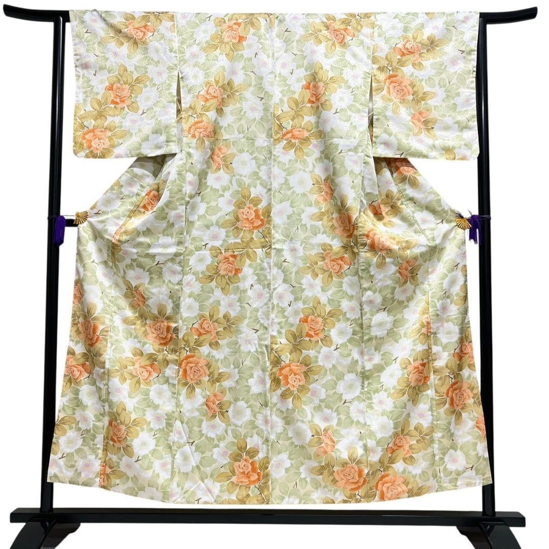 洗える着物 小紋 薔薇 花模様 着物 113 b p ms