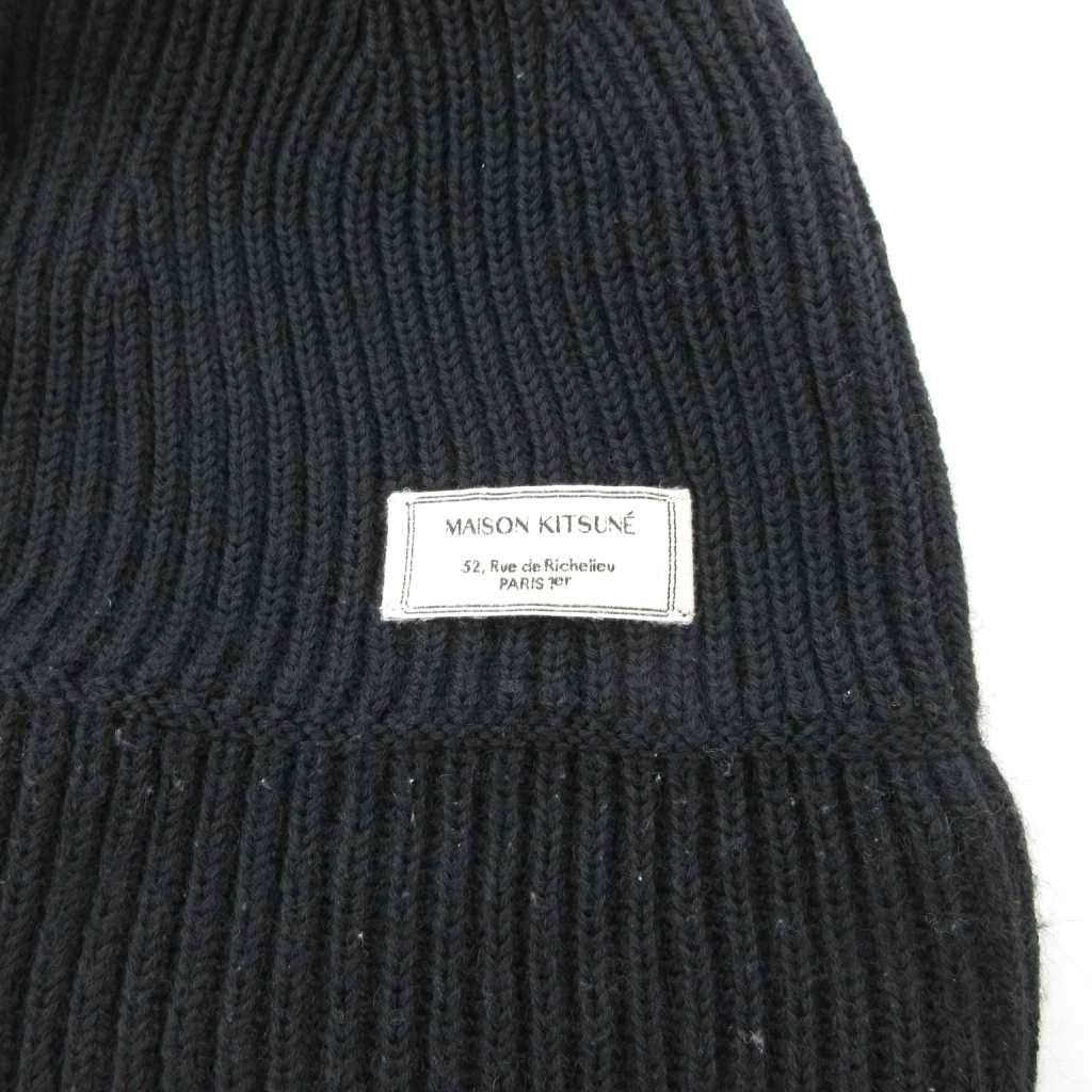 メゾンキツネ MAISON KITSUNE ニット帽 キャップ ビーニー ウール 黒