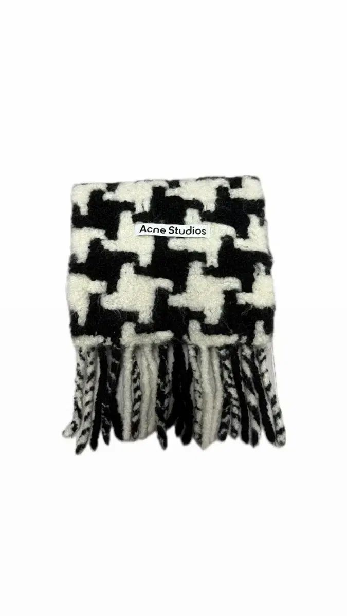 Acne Studios アクネストゥディオズ ハウンドトゥース アルパカ フリンジ スカーフ マフラー 白 ブラック