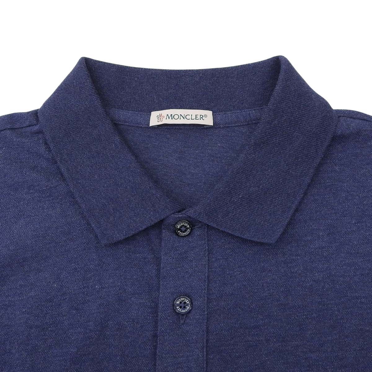 定番✨モンクレール 胸ロゴ トリコロール ポロシャツ 半袖 ネイビー M MONCLER モンクレール 衿トリコロールライン 半袖 ポロシャツ メンズ