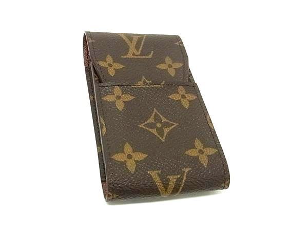 LOUIS VUITTON ルイヴィトン シガレットケース ポーチ モノグラム エテュイ シガレット M63024 ブラウン PVC レザー ユニセックス