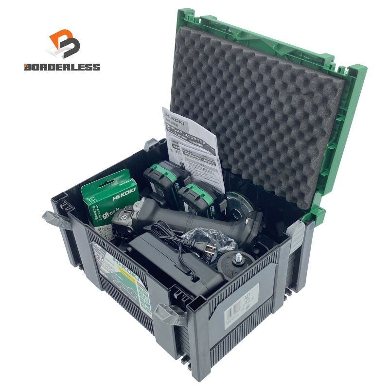 HiKOKI ハイコーキ 36V 100mm ディスクグラインダー G3610DC 2XPCBZ 黒 バッテリ2個 充電器 切断砥石10枚付き118374