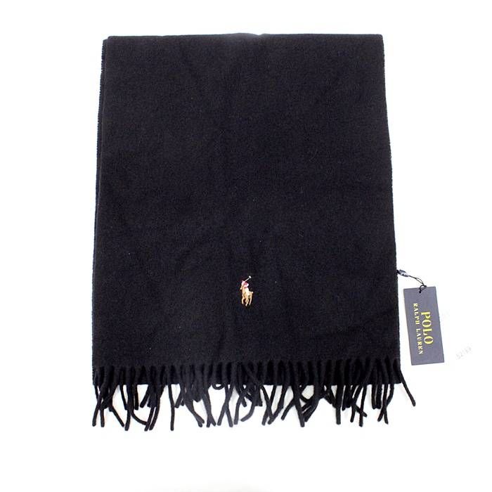  ポロ ラルフローレン Polo Ralph Lauren マフラー 173 x 35 cm ブラック 201 マフラー 小物
