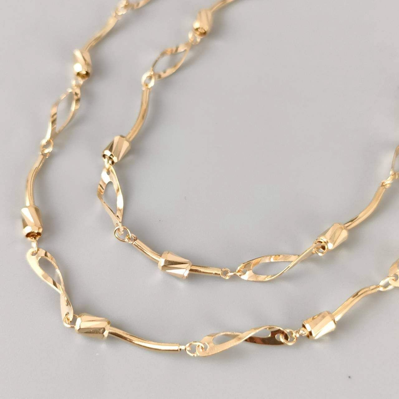 18金デザインネックレス5.3g k18 18金 アズキ ネックレス 0.93φ 50cm / k18 azuki necklace 0.93φ