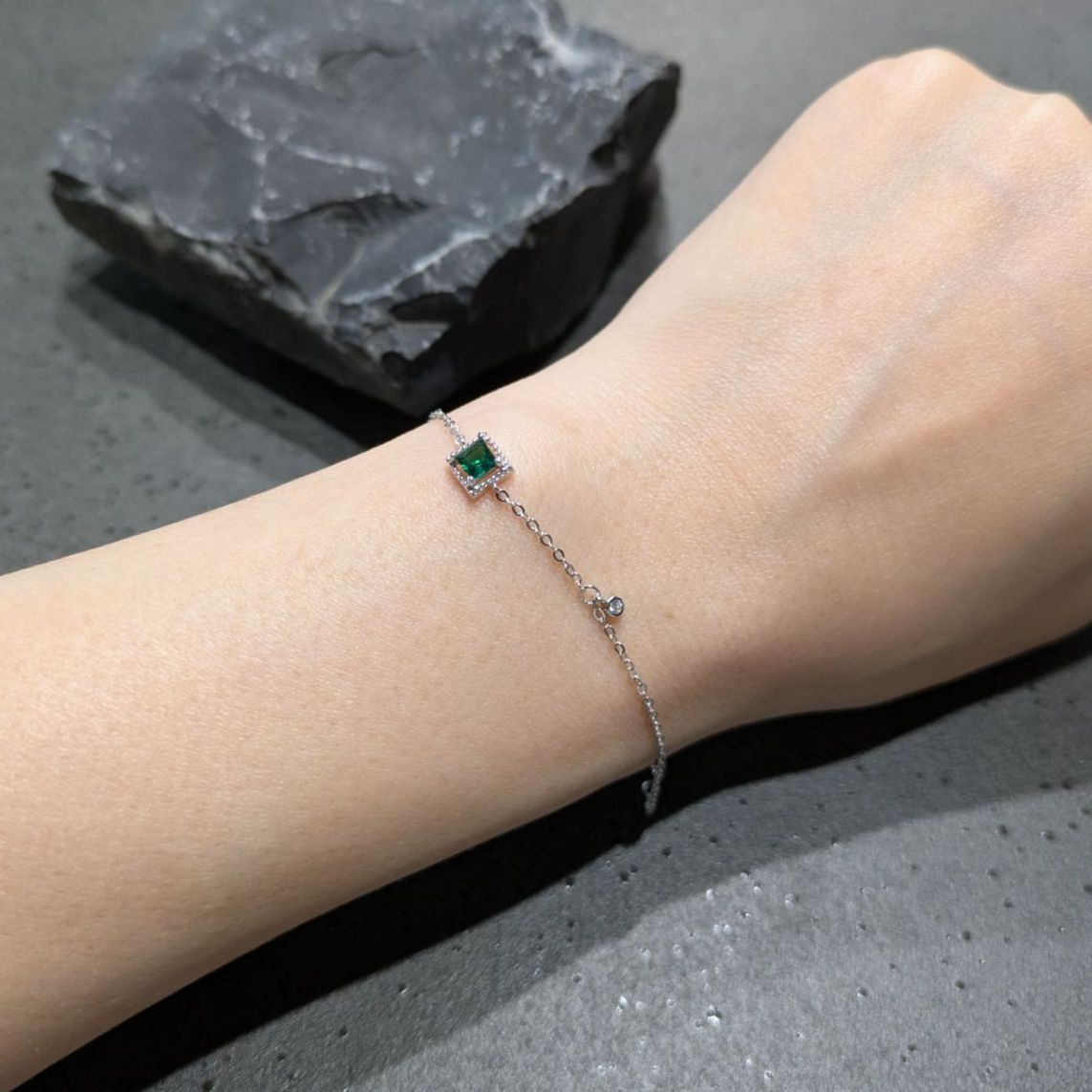 エメラルド ジルコニアダイヤモンド ブレスレット 銀 silver S925 