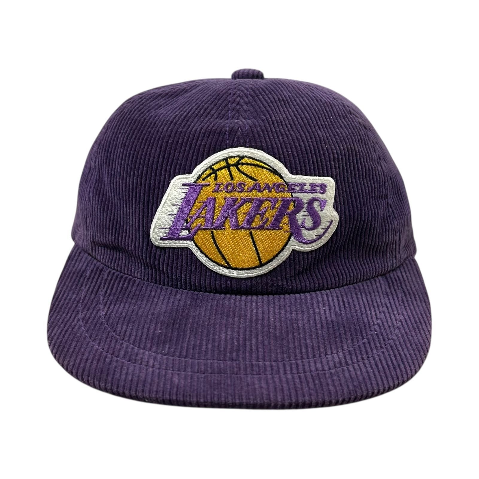 90s NBA ロサンゼルス レイカーズ コーデュロイ ストラップバック キャップ 紫 メンズ ワンサイズ