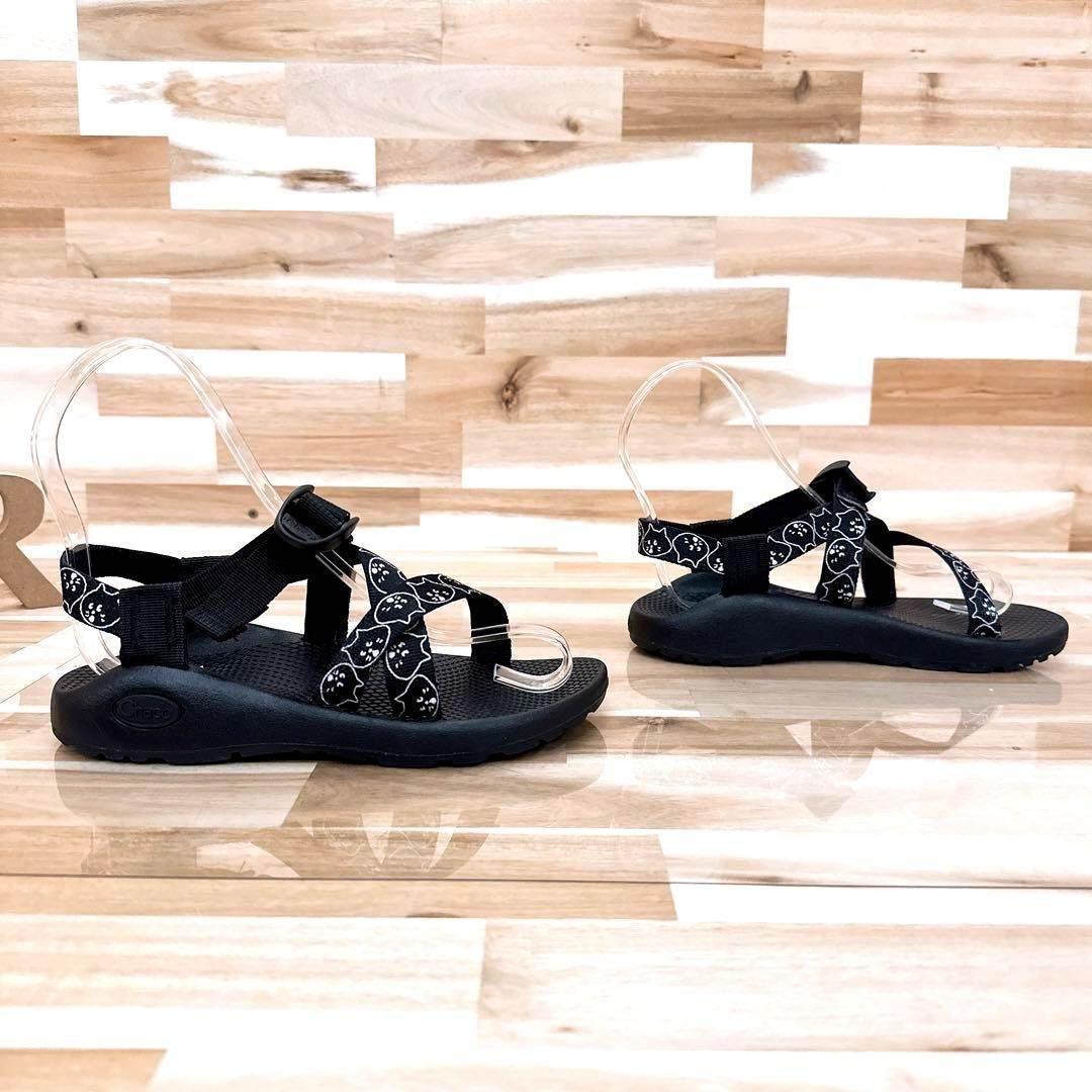  チャコ×ネネット コラボ にゃー フェイス サンダル 猫ネコ 黒×白 スポーツサンダル サンダル ミュール