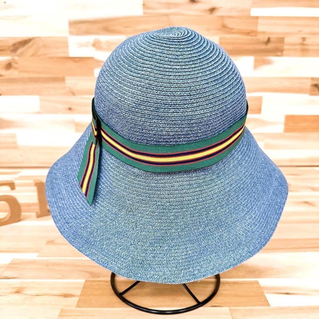  ヴィヴィアンウエストウッド グログラン ストライプ リボン キャペリンハット青 その他 ハット