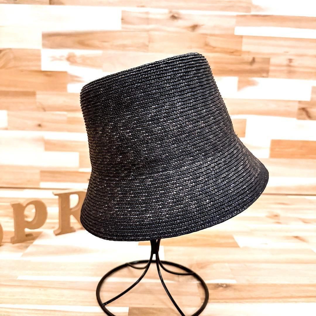  アンスリード ナチュラル グラス バケット ストローハット 天然草木 黒ブラック バケットハット ハット