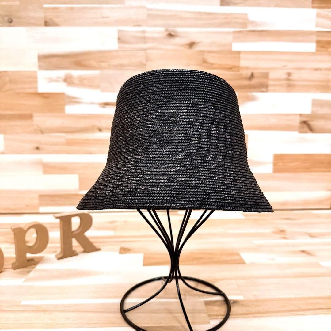 アンスリード ナチュラル グラス バケット ストローハット 天然草木 黒ブラック