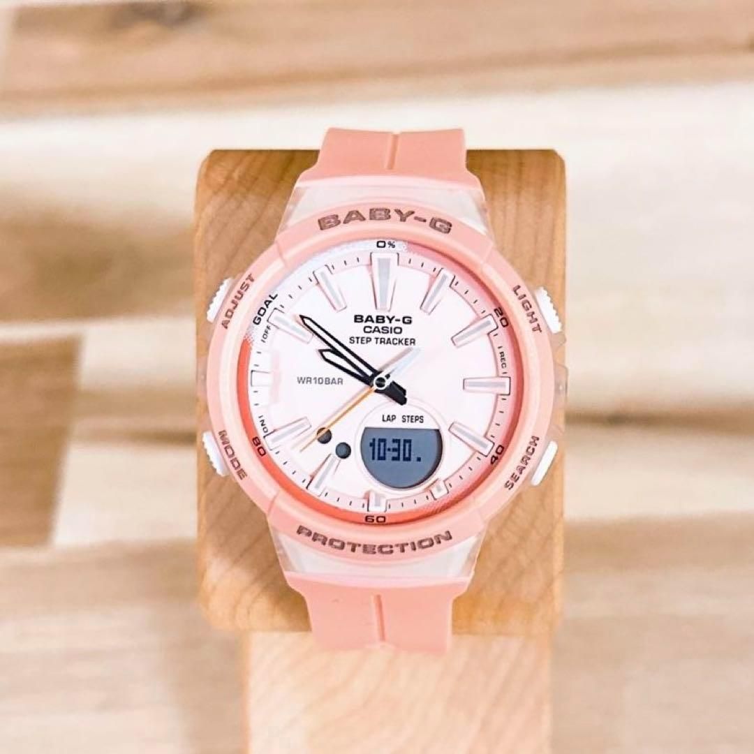 美品【カシオ】CASIO ベビージー腕時計 BGS-100 スポーツ ピンク×白 