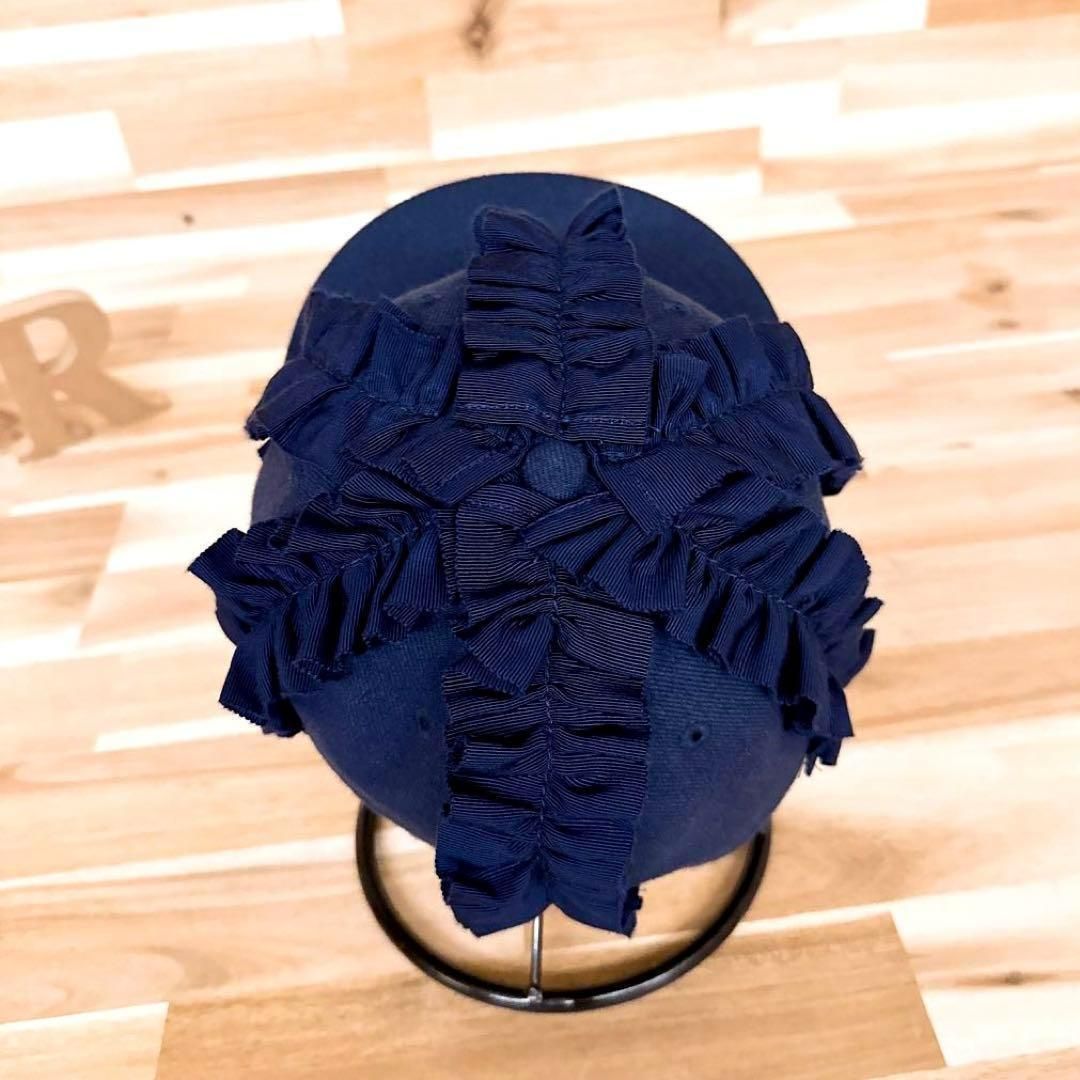  ブノワミソラン ボリューム グログラン フリル キャップ M 紺ネイビー ベースボールキャップ キャップ