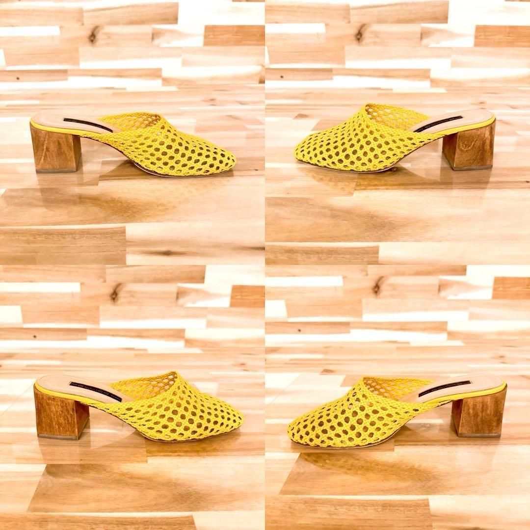 ペリーコサニー】メッシュ 編み込み ミュール サンダル 24.0〜24.5 黄