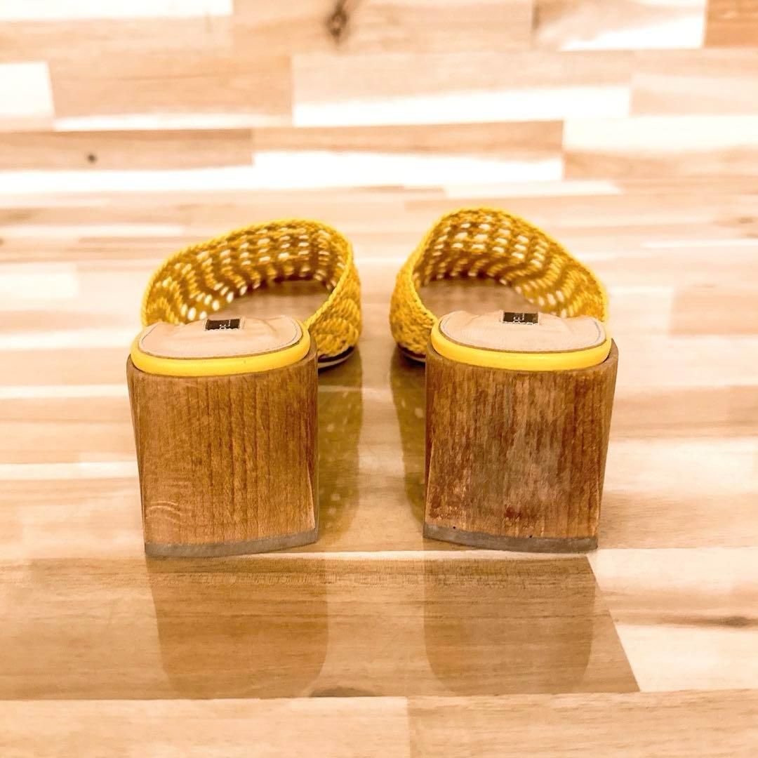 ペリーコサニー】メッシュ 編み込み ミュール サンダル 24.0〜24.5 黄