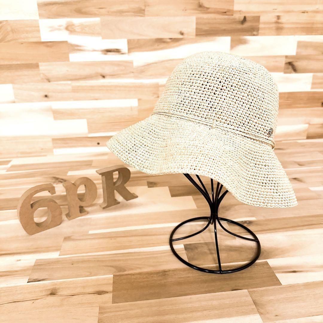 ヘレンカミンスキー ラフィア ストロー ハット スリランカ製 ベージュ