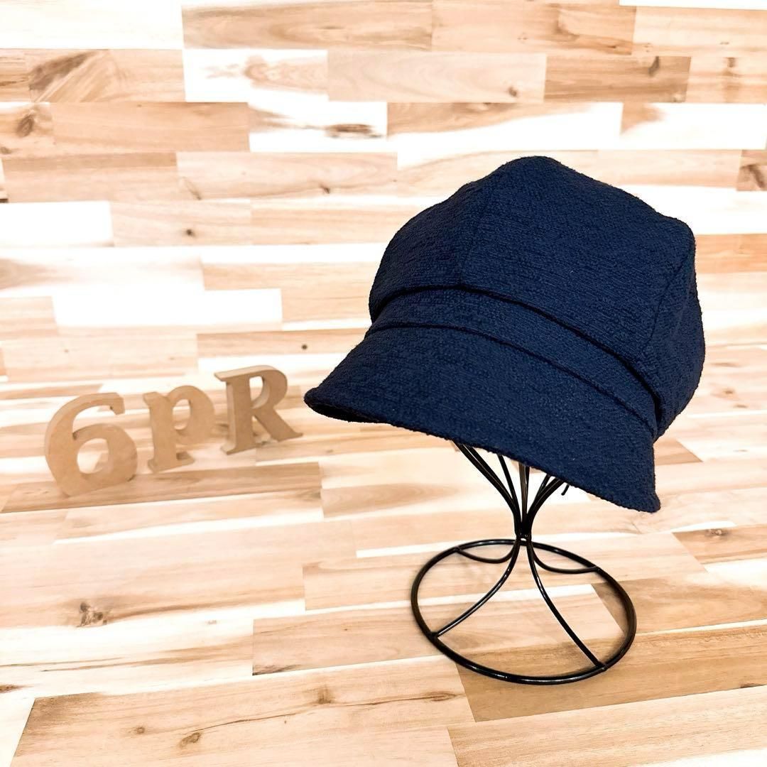 カシラ ボタニカル フラワー インナー 6パネル キャスケット 紺 カラフル