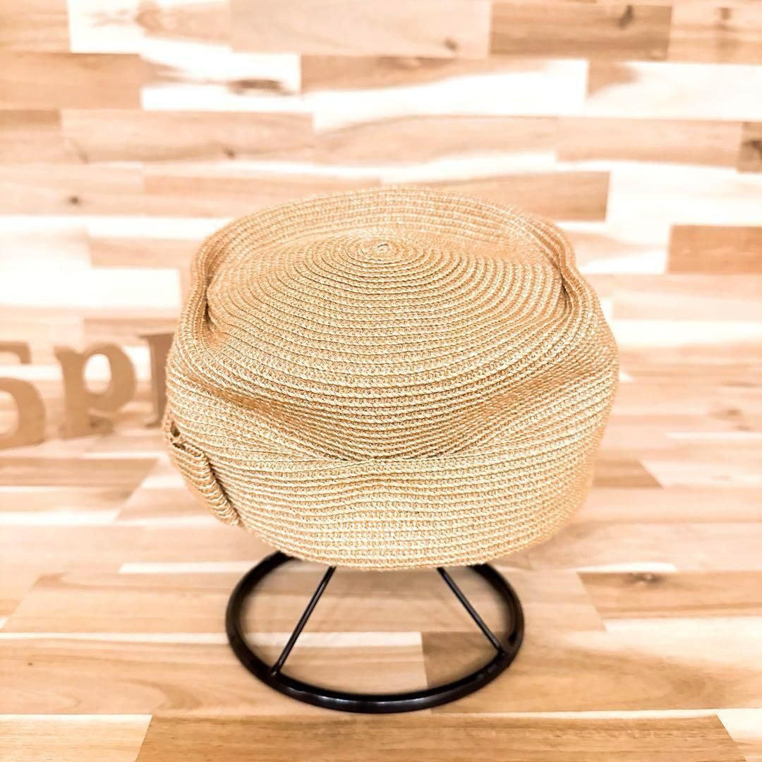  カシラ デニム ブリム リボン キャスケット リゾ ト ベージュ×青 キャスケット ハンチング 帽子