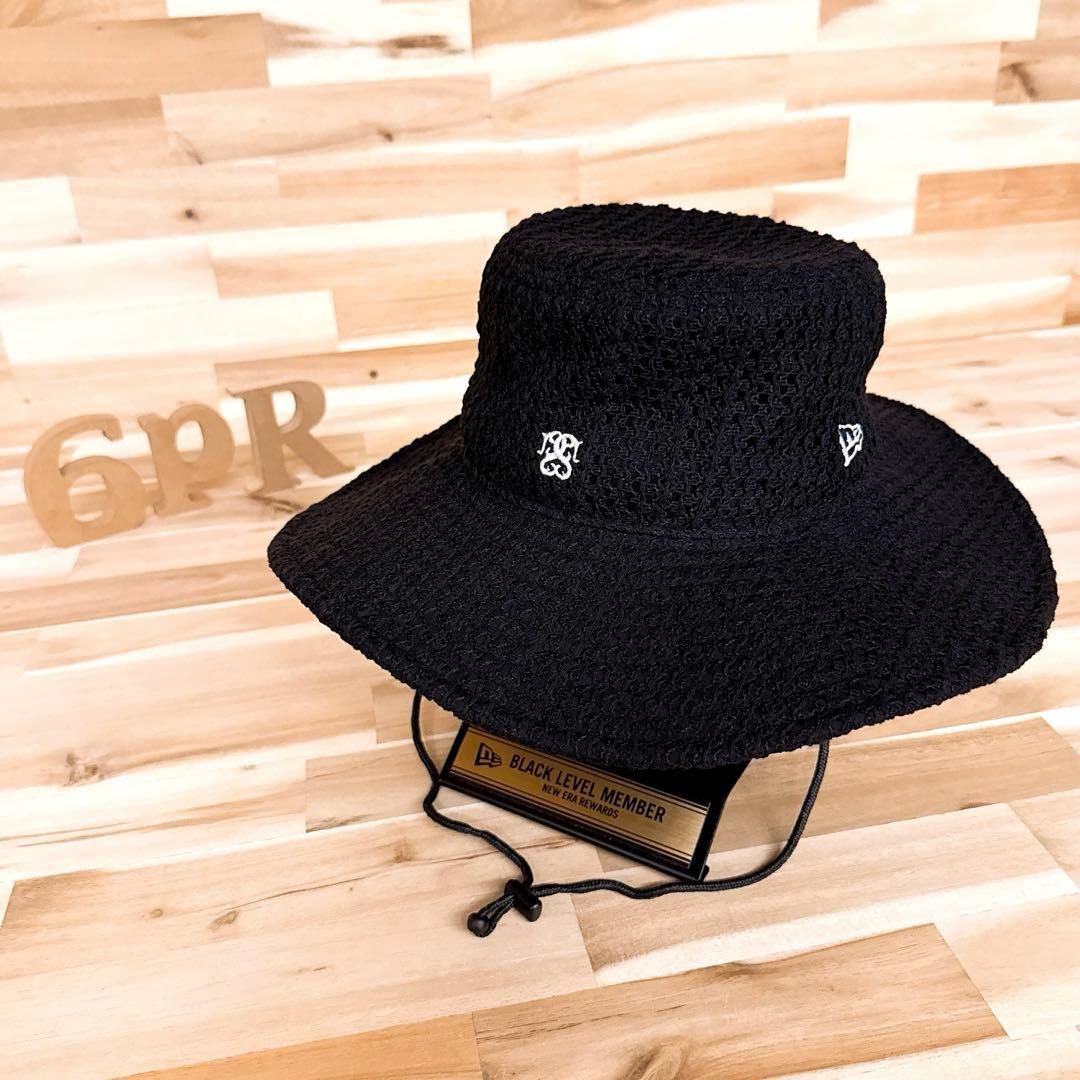 稀少 ニューエラ×スナイデル コラボ ビック ブリム レース バケットハット 黒ブラック