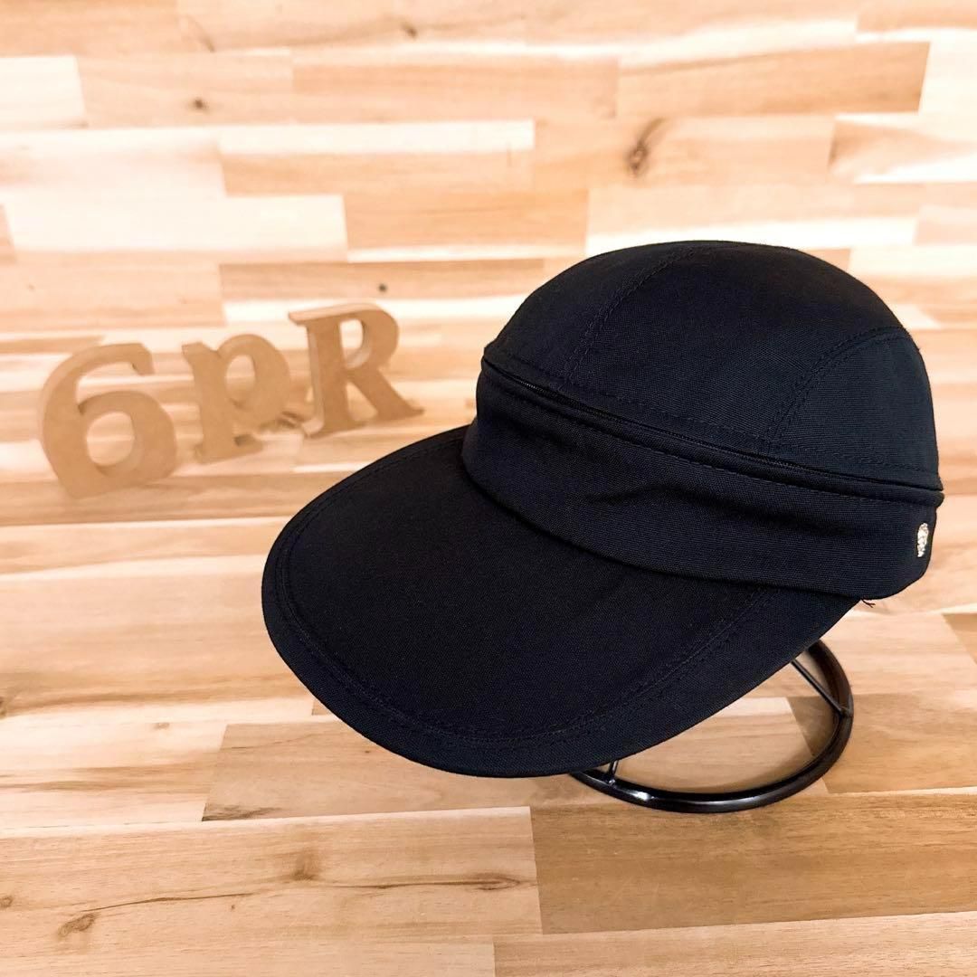 ヘレンカミンスキー コットン100％ キャップ 2 wayサンバイザー 黒ブラック