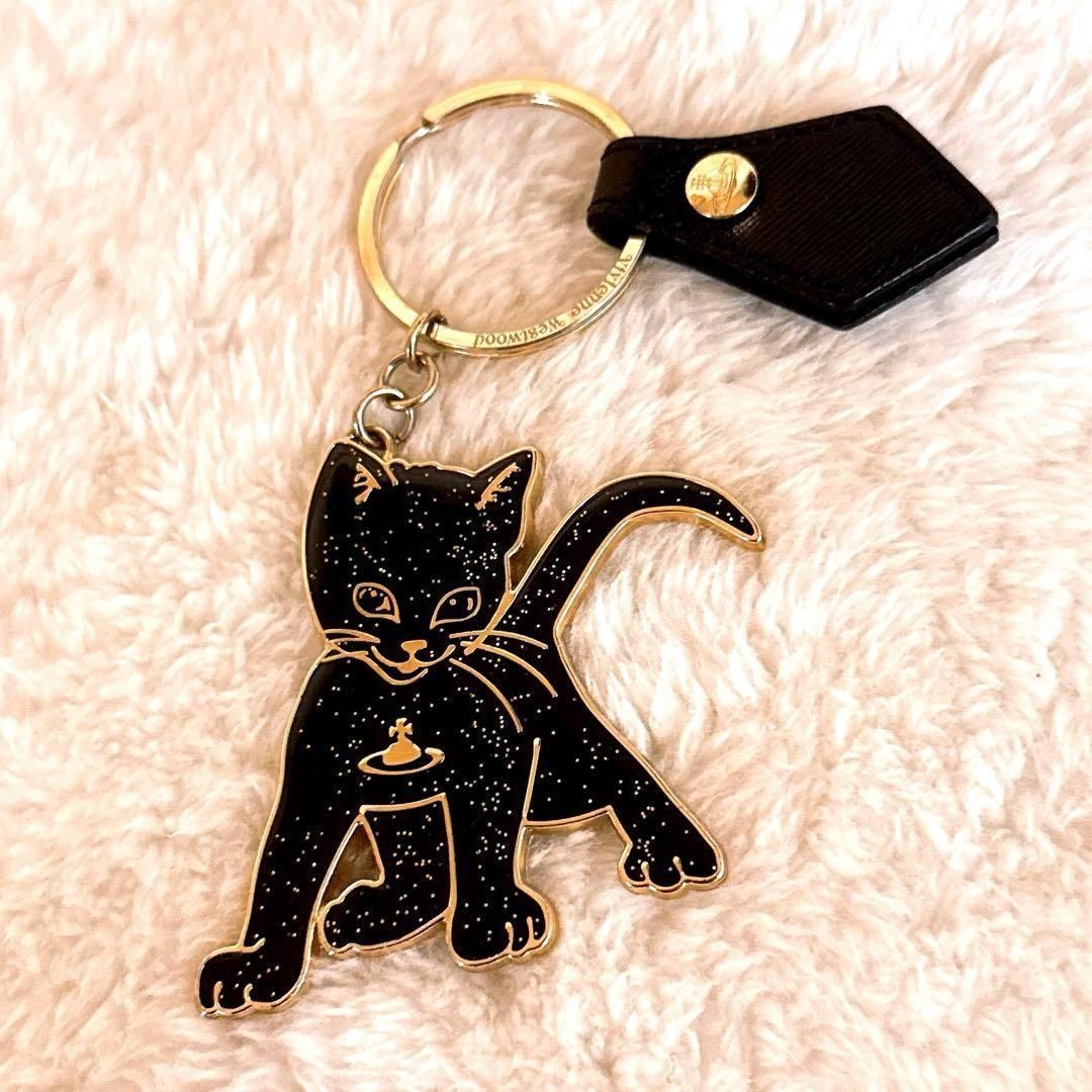 稀少/廃番【ヴィヴィアンウエストウッド】ブラック ラメ キャット キー 