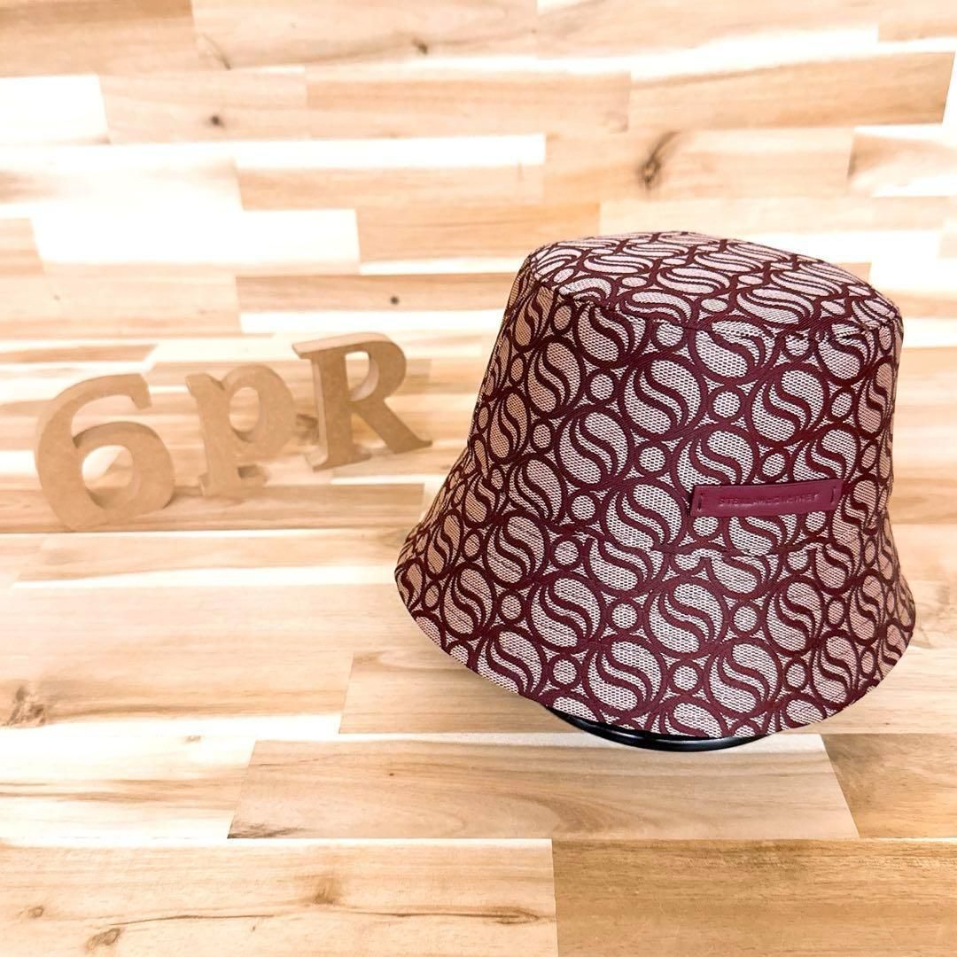 ステラマッカートニー S-Wave モノグラム パターン 総柄 ハット 赤