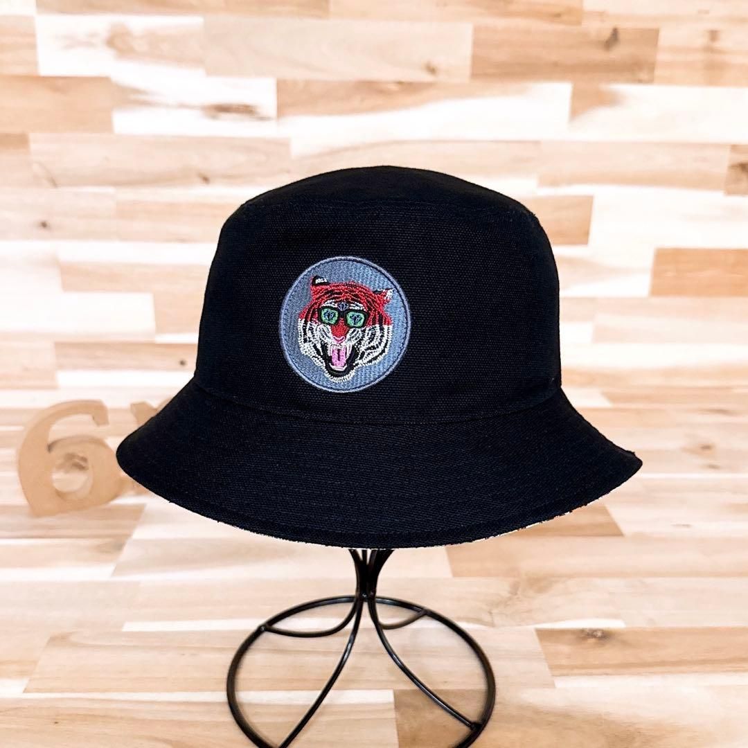 カシラ×モルガ コラボ 虎トラ サークル ワッペン ハット 黒ブラック