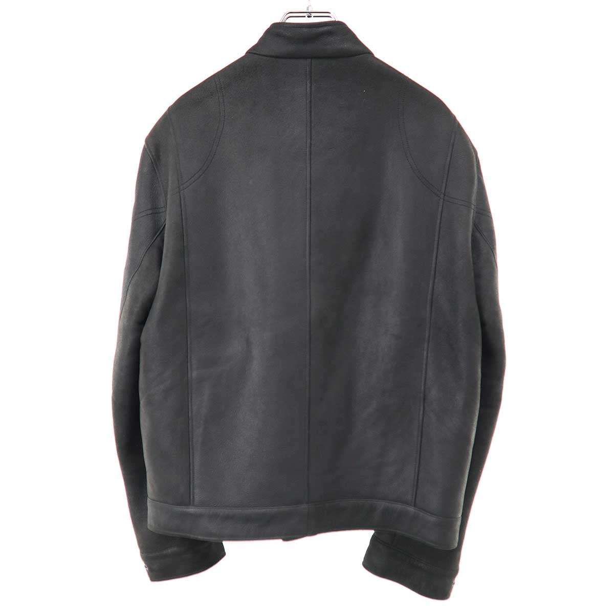 SERAPHIN セラファン ムートンシングルレザーライダースジャケット ブラック 46