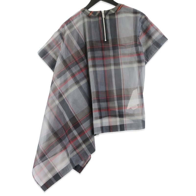 sacai サカイ 半袖ブラウス 19-04458 アシンメトリー チェック柄 レディース マルチ 1 99000043