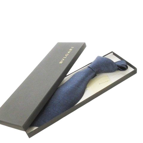 BVLGARI ネイビー シルク ネクタイ デパート購入品 BVLGARI ブルガリ