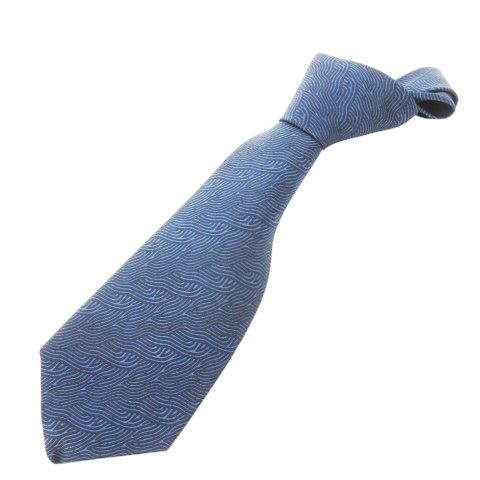 ブルガリ BVLGARI Daniele Pizzisom ネクタイ ワイド シルク 絹 青海波 総柄 青 ブルー CK24 GY11