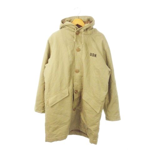 ワイエムシーエルケーワイ YMCL KY 米軍 U.S NAVY N-2 デッキコート フーディー ロング 内側ファー プリント ミリタリー ベージュ MN 17 GY 18