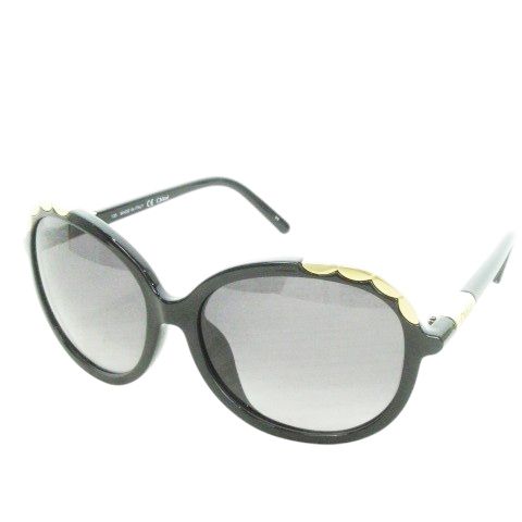 クロエ CHLOE サングラス アイウェア オーバル ビッグフレーム セルフレーム ワンポイント 60 17 135 黒 ブラック CE640SA AH9 GY11