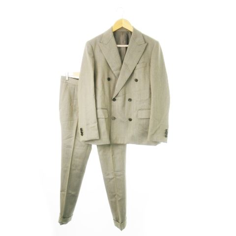 ユニバーサル ランゲージ UNIVERSAL LANGUAGE ダブルスーツ 2点セット セットアップ テーラードジャケット 総裏地 スラックス テーパード L グレー CK1