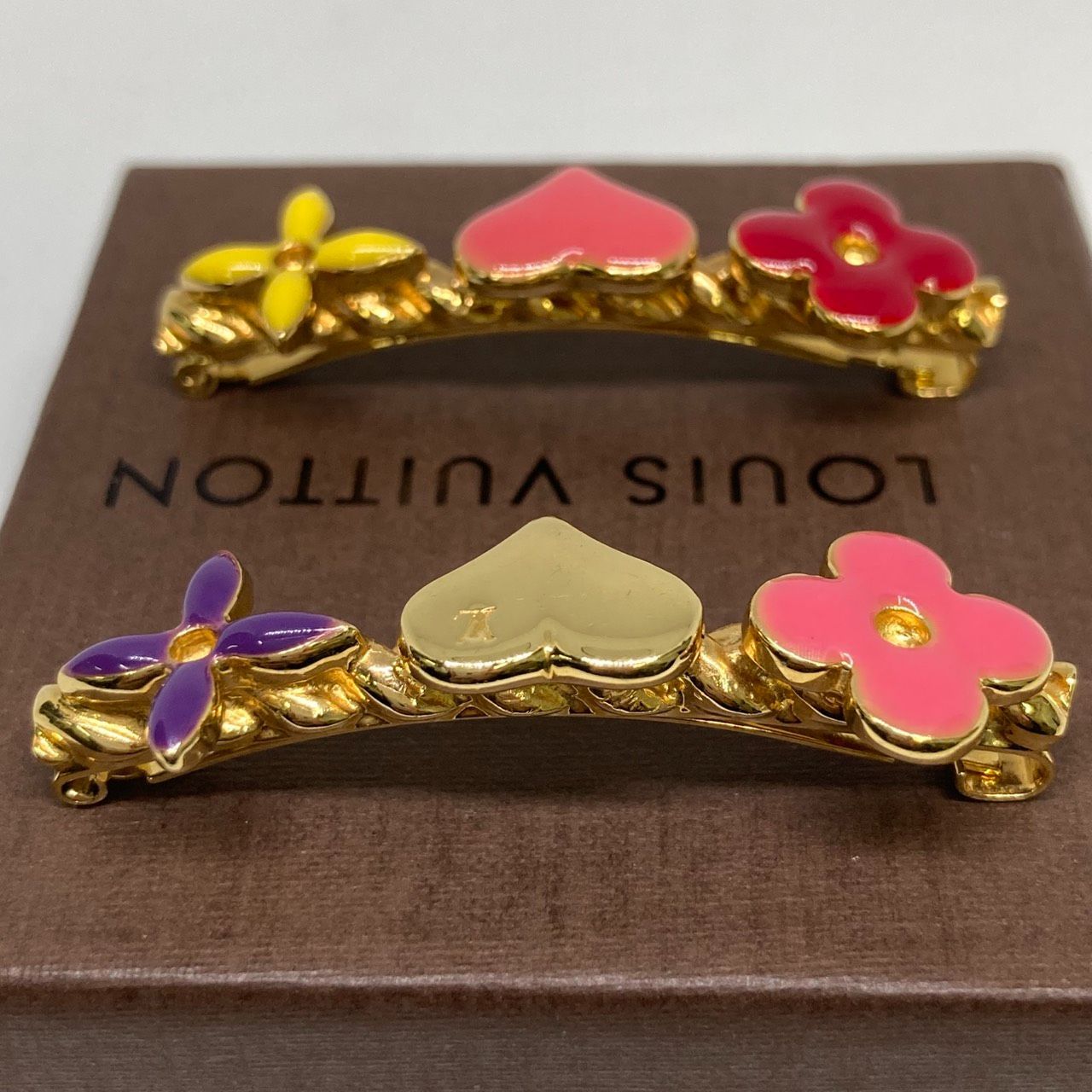 VUITTON ヴィトン クリスタル ヘアピンセット バレッタ・ルイザ ゴールド org.jpg