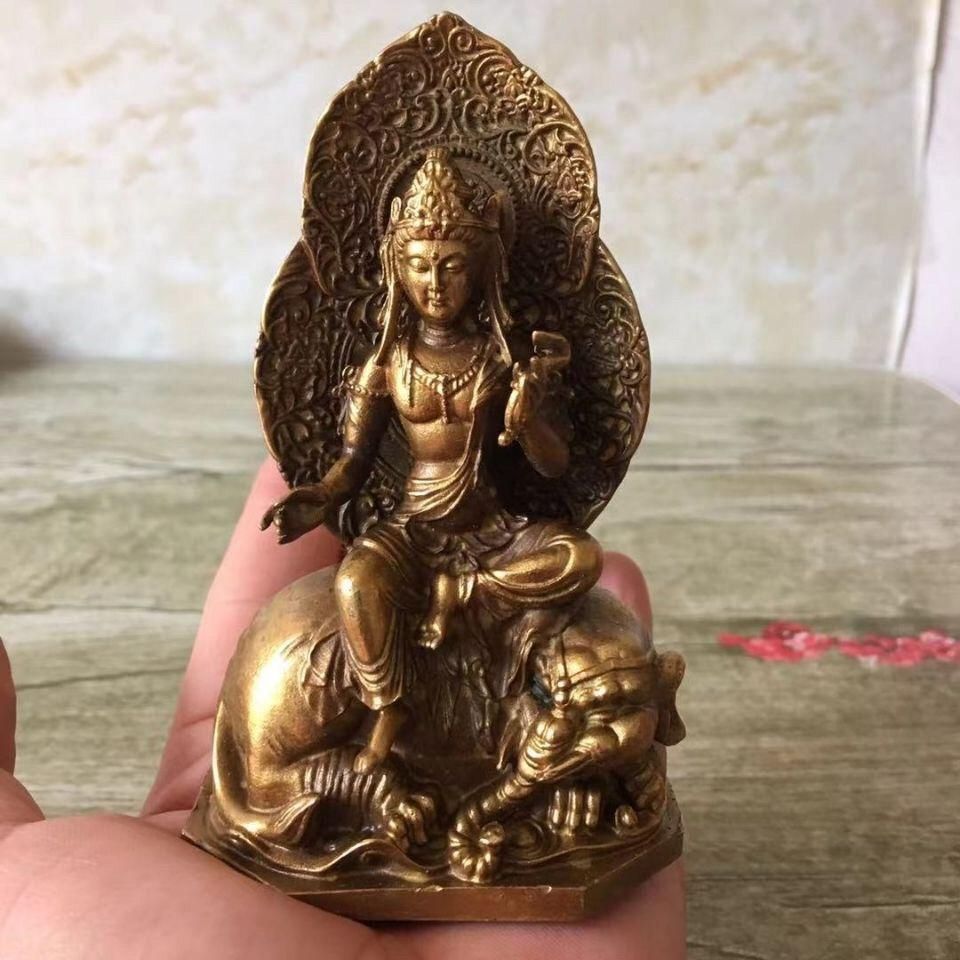 普賢菩薩青獅白象乗騎 仏像 装飾品 工芸品美術品 置物 - メルカリ