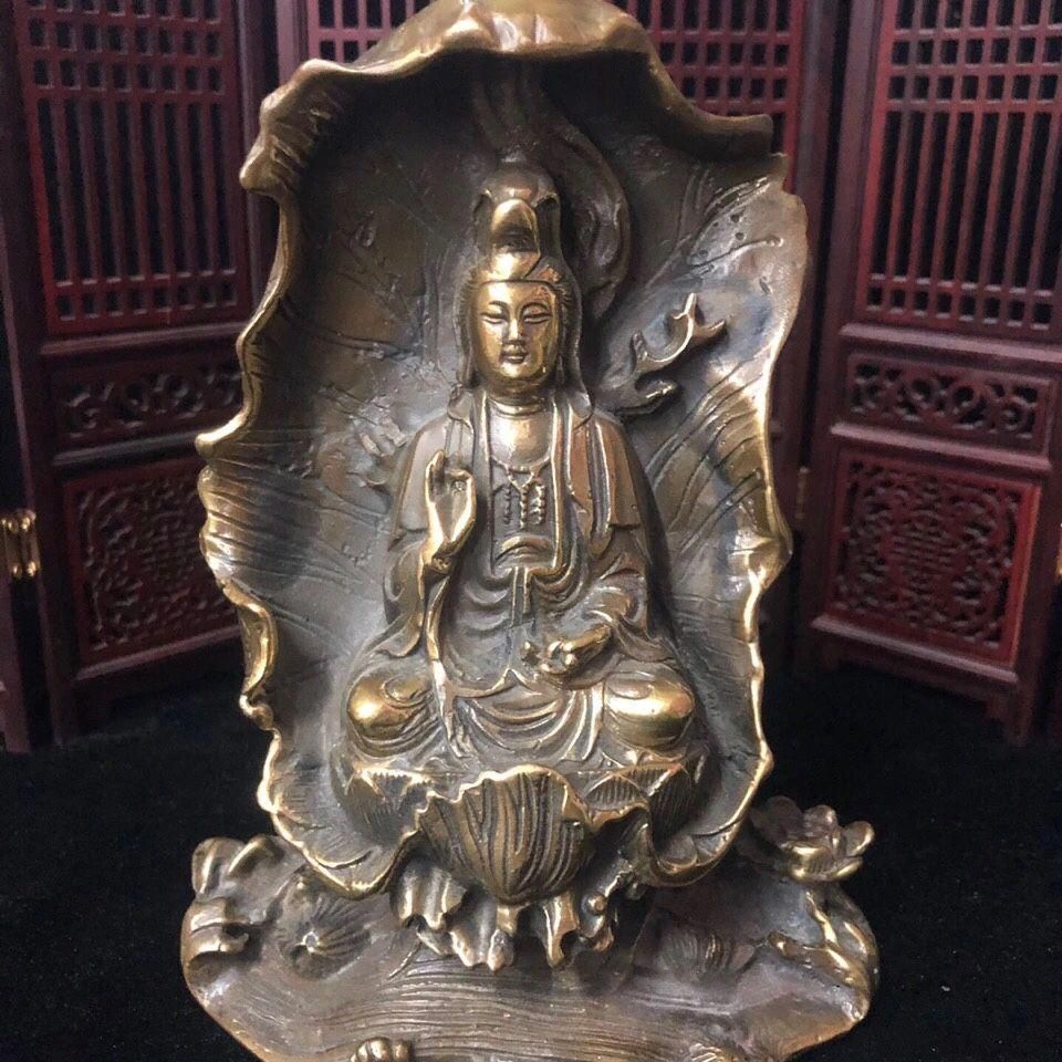 蓮華坐蓮観音 仏像 装飾品 置物