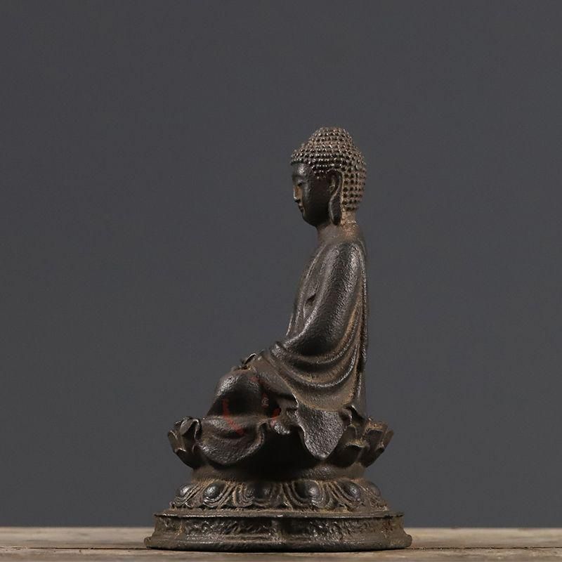 鉄器 鉄仏 蓮華座釈迦像 工芸品 美術品 置物 - メルカリ