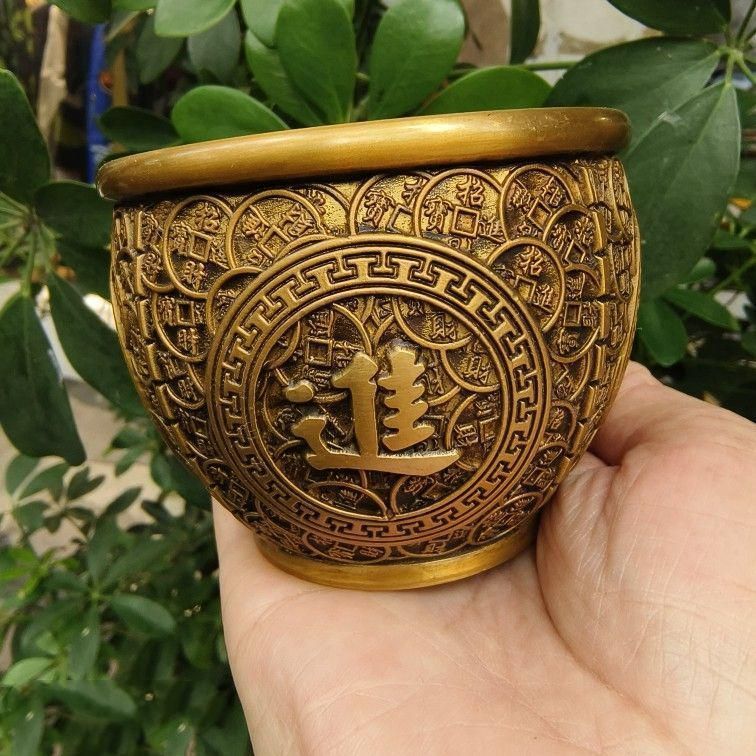 銅 細工 銅壺 聚宝盆 装飾品 現代工芸品美術品 置物 - メルカリ